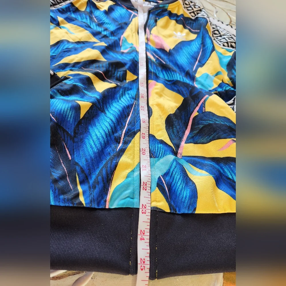 ADIDAS× Farm RIO Banana Leaf Yellow Royal Blue Zips Sporty Baseball Track Jacket - Picture 9 of 16